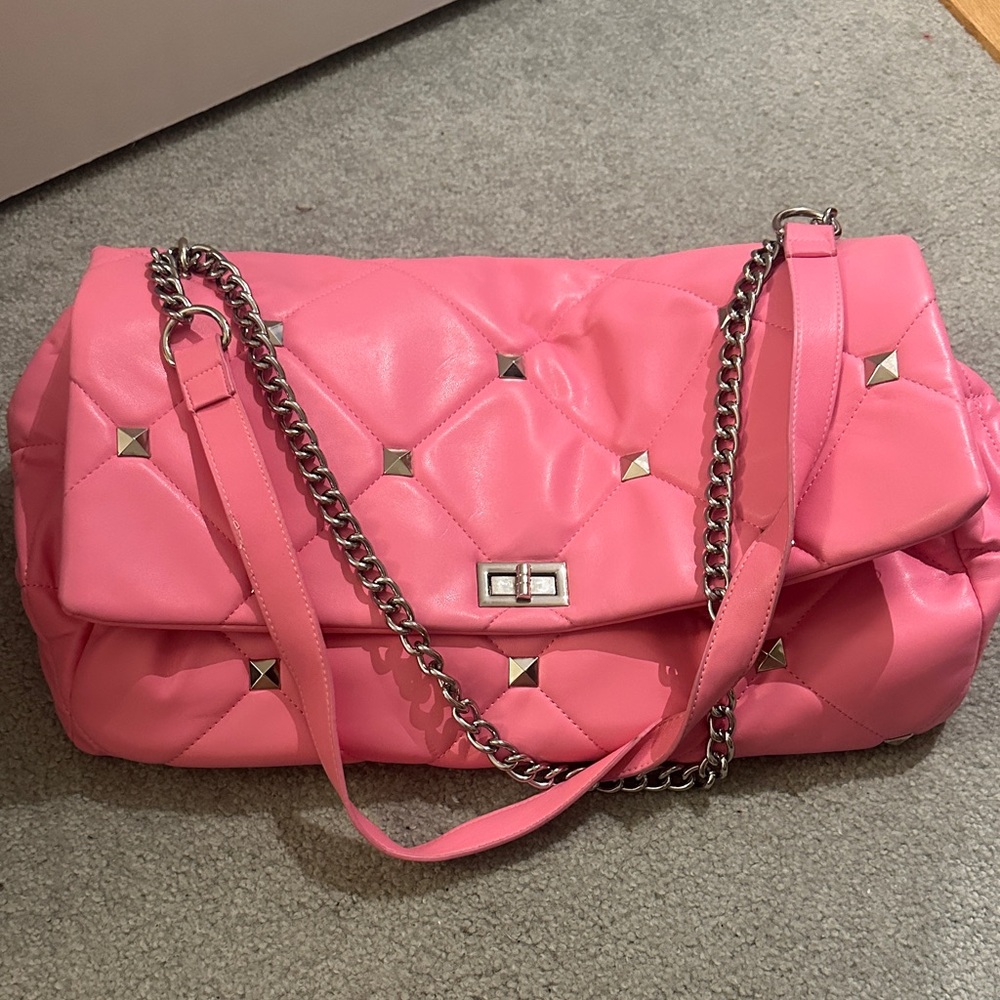 Pink Quilted Chain Shoulder Bag